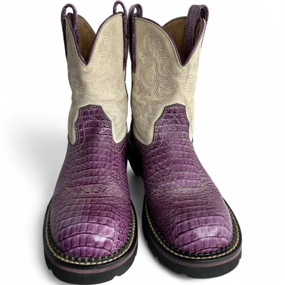 Ariat Leather Purple Ivory Fatbaby Western Cowgirl Cowboy Boots Women's 7.5 B - Picture 3 of 12